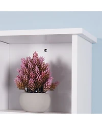 Wall Mount Medicine Cabinet with a Door, Wooden Bathroom Storage Cabinet with Adjustable Shelf