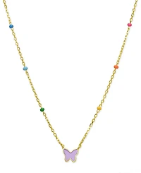 Lily Nily Girls Purple Enamel Butterfly Necklace in 18K Gold over Sterling Silver
