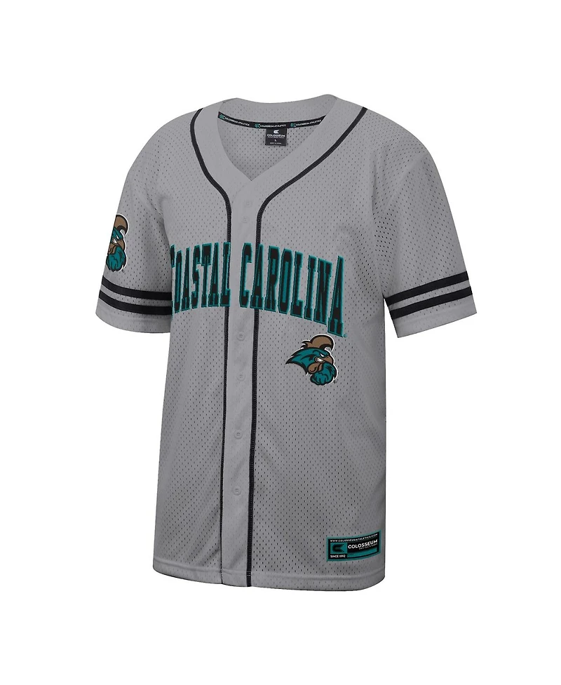 Colosseum Men's Gray Coastal Carolina Chanticleers Free Spirited Baseball Jersey