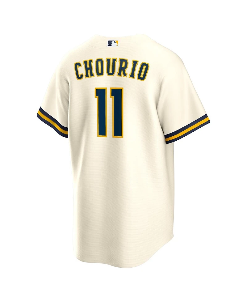 Nike Men's Jackson Chourio Cream Milwaukee Brewers Home Replica Jersey