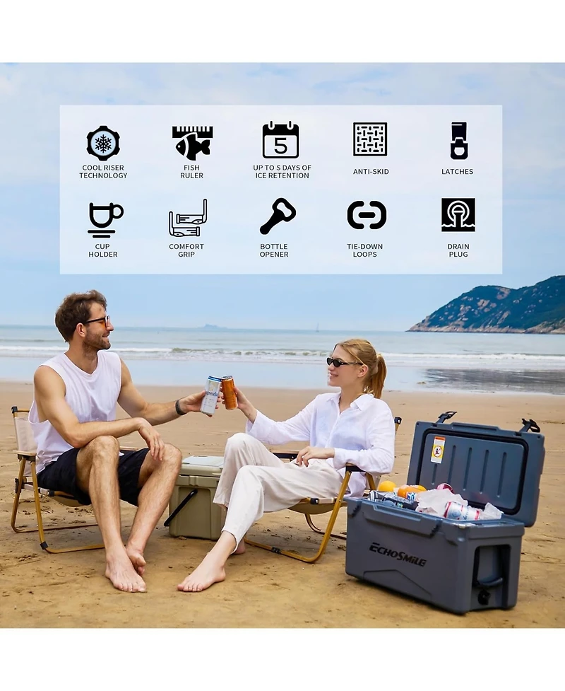 EchoSmile 30 Quart Rotomolded Cooler, Built to Stand up to The Rigors of The Journey