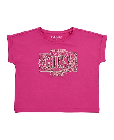 Guess Big Girls Midi Short Roll Cuff Sleeve T-Shirt