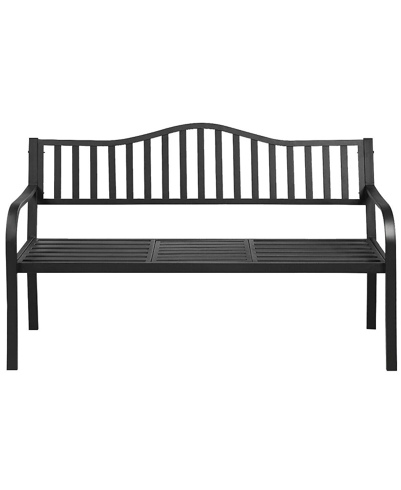 Patio Garden Bench Steel Frame with Adjustable Center Table