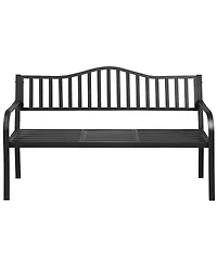 Patio Garden Bench Steel Frame with Adjustable Center Table