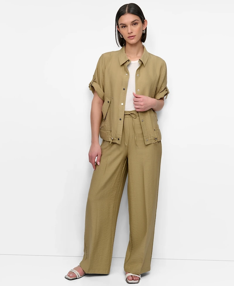 Dkny Women's Snap-Front Roll-Tab Short-Sleeve Jacket