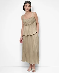 Dkny Women's Crushed Crease Smocked Sleeveless Top