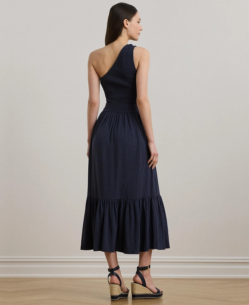 Lauren Ralph Lauren Women's Belted Slub Jersey One-Shoulder Dress