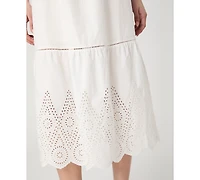 French Connection Women's Cotton Eyelet-Hem Midi Dress