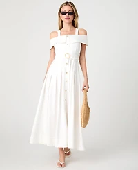 French Connection Women's Off-The-Shoulder Midi Shirtdress