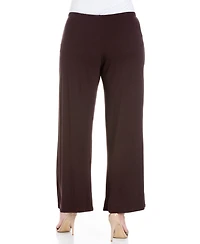 24seven Comfort Apparel Plus Elastic Waist Flared Leg Palazzo Pants