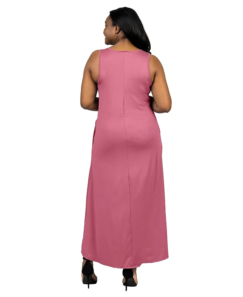 24seven Comfort Apparel Plus Sleeveless Tank Maxi Dress with Pockets