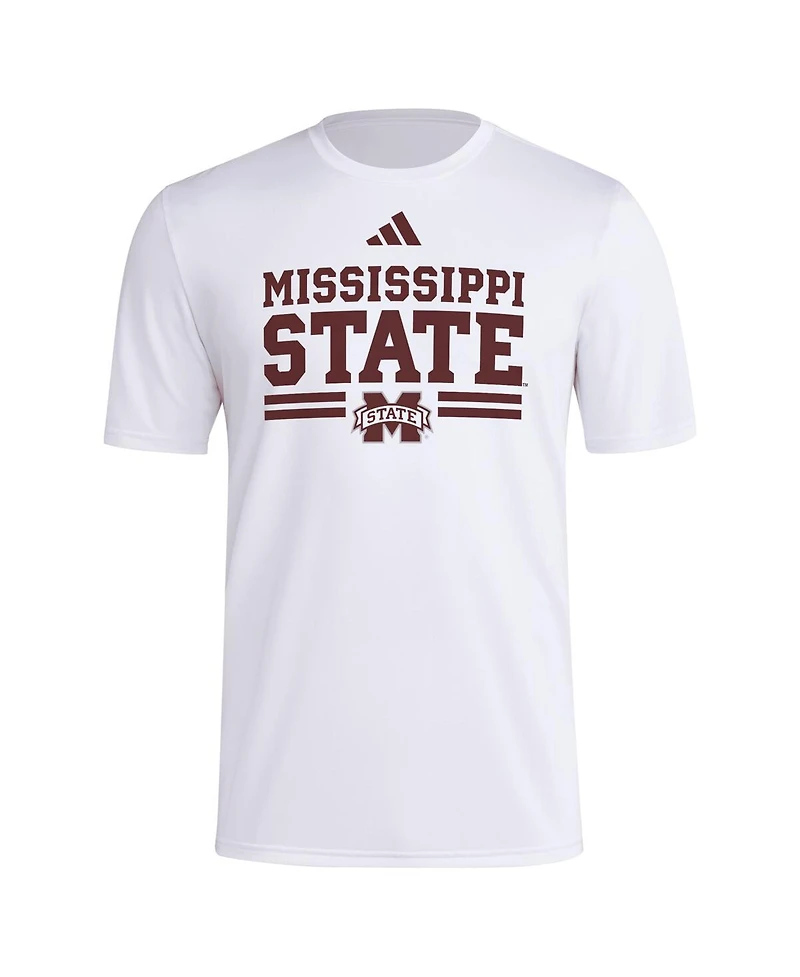 Adidas Men's White Mississippi State Bulldogs Strategy Pre-Game T-Shirt