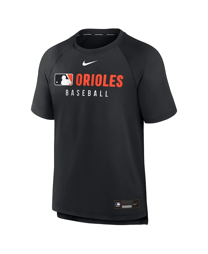 Nike Men's Black Baltimore Orioles Authentic Collection Pregame Raglan Performance T-Shirt