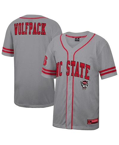 Colosseum Men's Gray Nc State Wolfpack Free Spirited Baseball Jersey