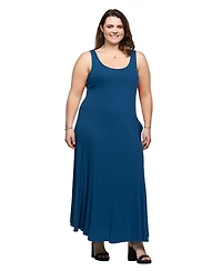 24seven Comfort Apparel Plus Sleeveless Tank Maxi Dress with Pockets