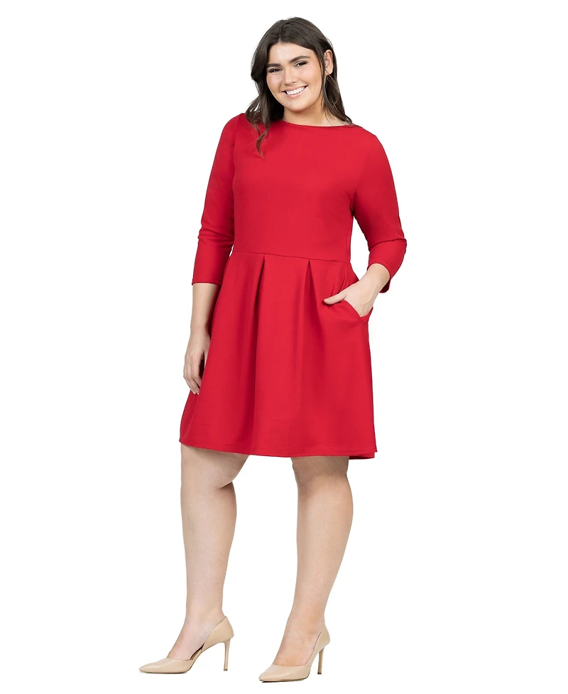 24seven Comfort Apparel Plus Size Perfect Fit and Flare Pocket Dress