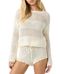 O'Neill Juniors' Consuelo Crochet Bell-Sleeve Top