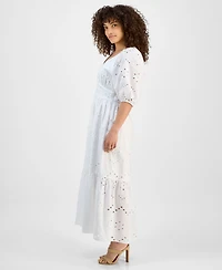 Tinsel Petite Eyelet Embroidered Cotton Maxi Dress