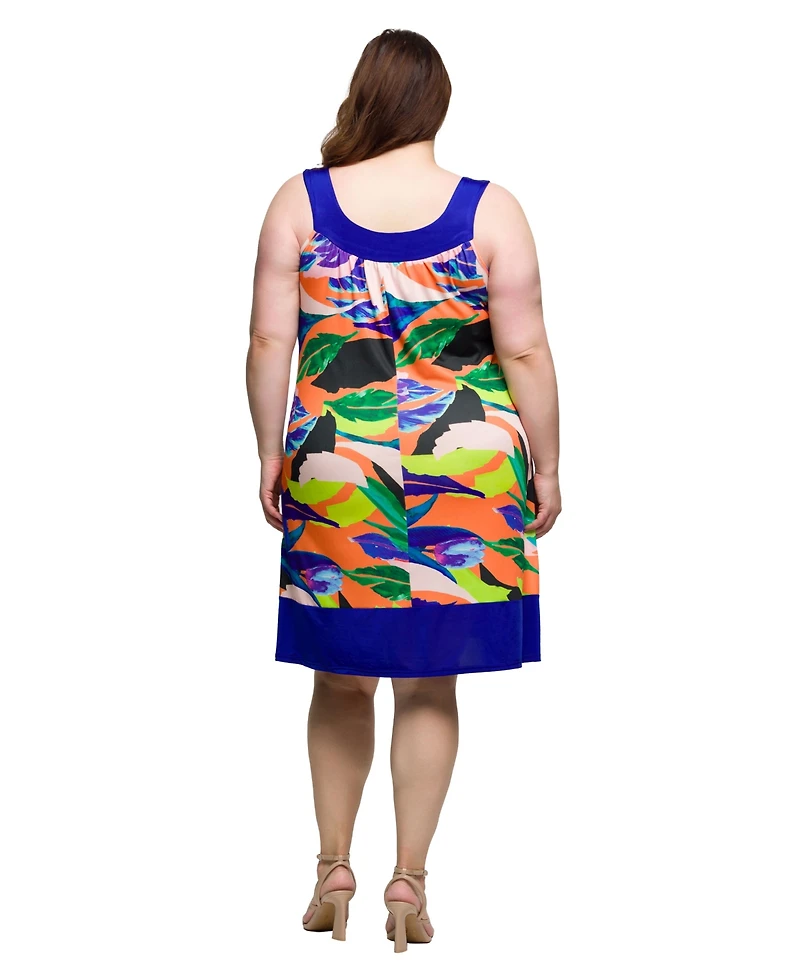 24seven Comfort Apparel Plus Scoop Neck Sleeveless Knee Length Dress