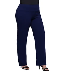 24seven Comfort Apparel Plus Size Comfortable Stretch High Waist Pants