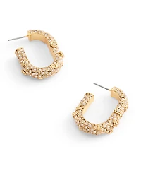 Coach Signature Faux Stone Pave Floral Hoop Earrings