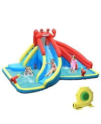 Inflatable Water Slide Crab Dual Slide Bounce House Splash Pool with 950W Blower