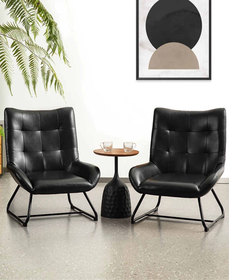 Glitzhome 35.75" Leatherette Mid-Century Modern Wingback Accent Chair