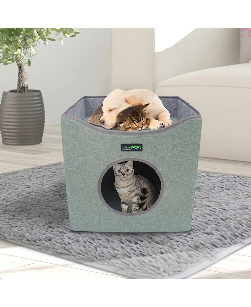 Foldable Cat Condo: Sage Green