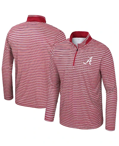 Colosseum Men's Crimson Alabama Tide Striped Quarter-Zip Top
