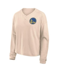 Fanatics Women's Natural Golden State Warriors Boxed Out Drop Fashion Long Sleeve T-Shirt