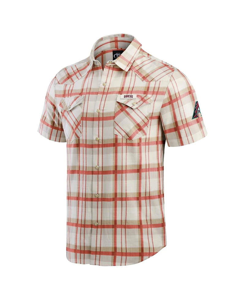 Fanatics Men's Red Arizona Diamondbacks Plaid Full-Snap Shirt