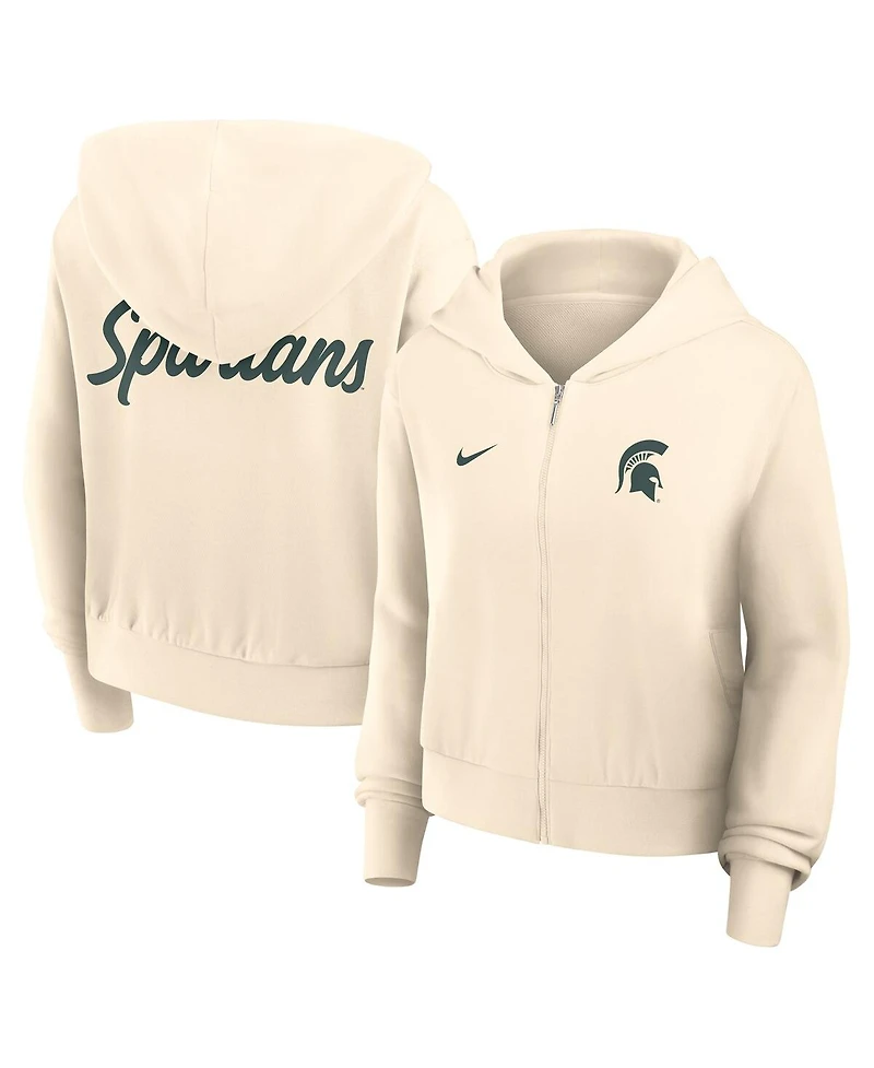 Nike Women's Cream Michigan State Spartans Chill Midi Full-Zip Hoodie