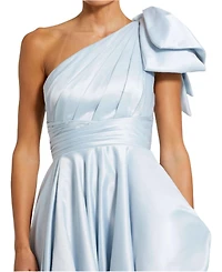 Mac Duggal Women's Satin One Shoulder Bow Gown