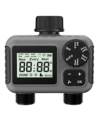 2 Zone Digital Water Timer Sprinkler Timer Outdoor for Lawn Garden Rain Delay Manual Automatic Watering