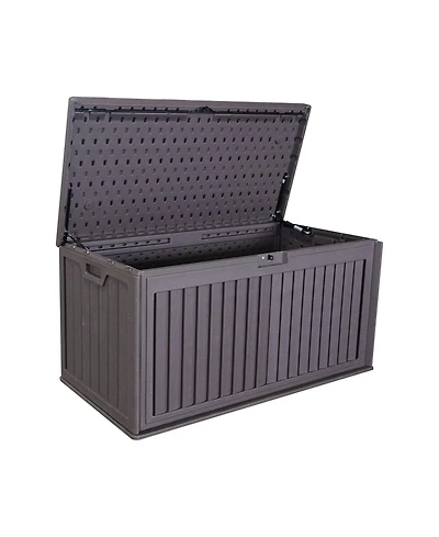 Mondawe 100 Gallon Resin Outdoor Deck Box Waterproof, Plastic Patio Storage Box with Side Handles