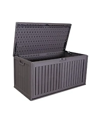 Mondawe 100 Gallon Resin Outdoor Deck Box Waterproof, Plastic Patio Storage Box with Side Handles