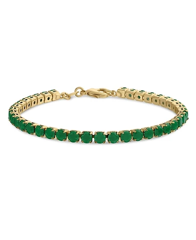 Bling Jewelry Classic 12CTW Prong Basket Set Solitaire Round Cubic Zirconia Cabochon Cz Tennis Bracelet Gold Plated 7.5 Inch