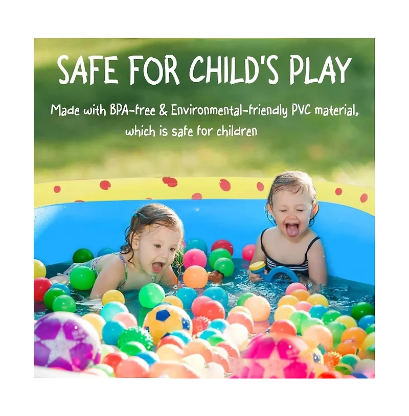 Inflatable Dinosaur Pool kid pool Kiddie Pool Indoor Outdoor Kids Swimming for Ages 2+ 67"x 41"x 32" Blue