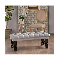 Tufted Ottoman Bench with Diamond Stitching and Elegant Half-Circle Legs for Classic Modern Interiors-The Pop Home