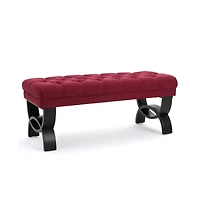 Tufted Ottoman Bench with Diamond Stitching and Elegant Half-Circle Legs for Classic and Modern Interiors-The Pop Home