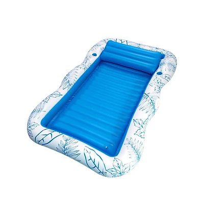 Inflatable Lounger Float Pool Floating Bed Backrest Floating Raft Drink Holder 85" x 63" Blue