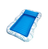 Inflatable Lounger Float Pool Floating Bed Backrest Floating Raft Drink Holder 85" x 63" Blue