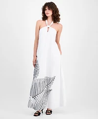 I.n.c. International Concepts Women's Palm Embellished Halter Maxi Dress, Macy's Exclusive