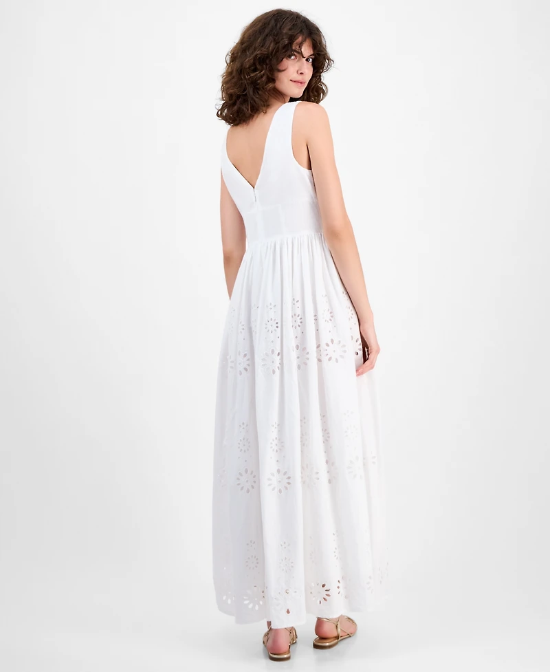 I.n.c. International Concepts Women's Cotton Eyelet V-Neck Maxi Dress, Macy's Exclusive