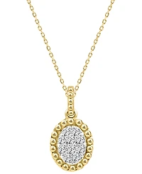 Diamond Oval Cluster Bead Frame Pendant Necklace (1/10 ct. t.w.) in 14k Gold, 16" + 2" extender