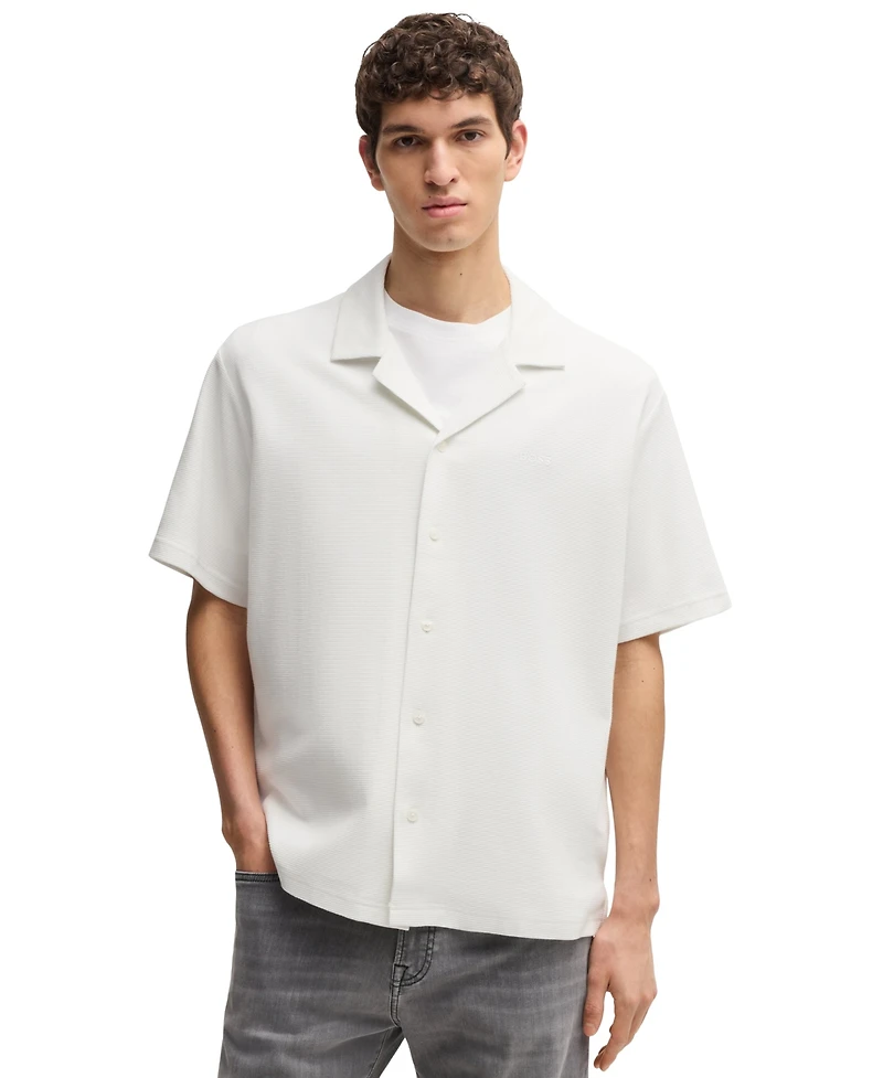 Boss by Hugo Men's Waffle Cotton Relaxed-Fit Shirt