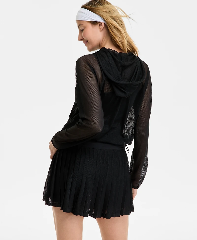 Id Ideology Women's Mesh Relaxed Full-Zip Hoodie, Exclusively at Macy's