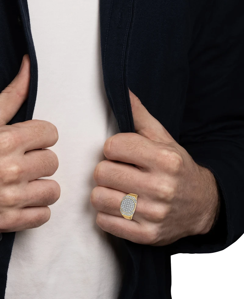 Esquire Men's Jewelry Diamond Octagon Cluster Ring (1/4 ct. t.w.) in 10k Gold, Exclusively at Macy's