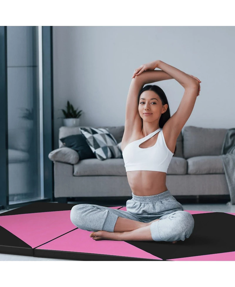 4-Panel Pu Leather Folding Exercise Gym Mat with Hook and Loop Fasteners