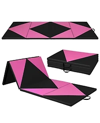 4-Panel Pu Leather Folding Exercise Gym Mat with Hook and Loop Fasteners